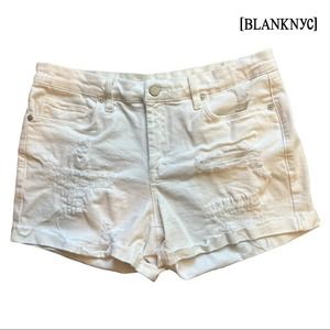 Blank NYC | ‘The Fulton’ Hi-Rise Distressed Roll Up Denim Shorts - White